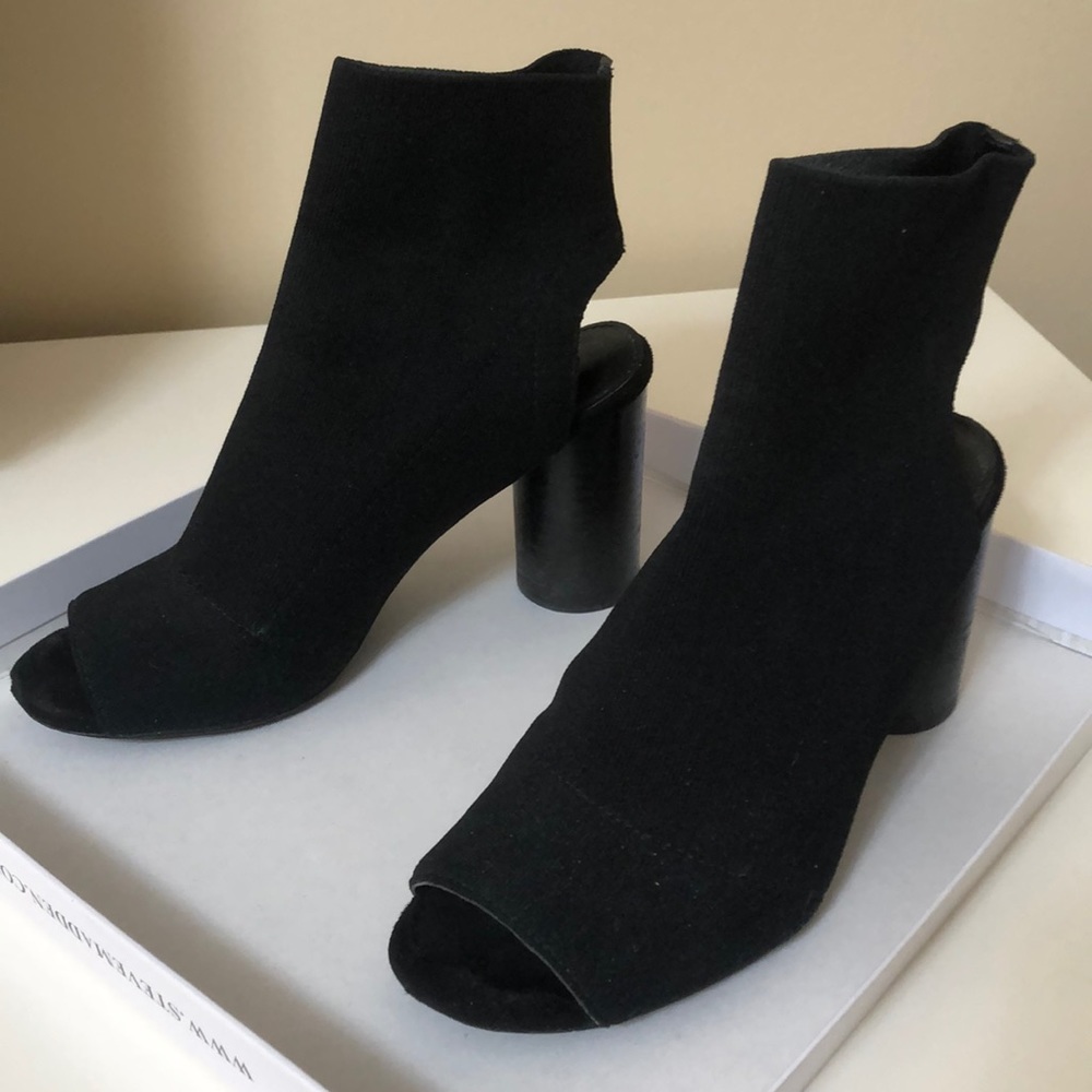 Black Knit Open Toe/Open Heel Booties. Size 5 - image 3